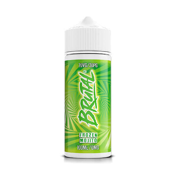 Brutal Frozen Mojito vape juice bottle with green label on a white background.