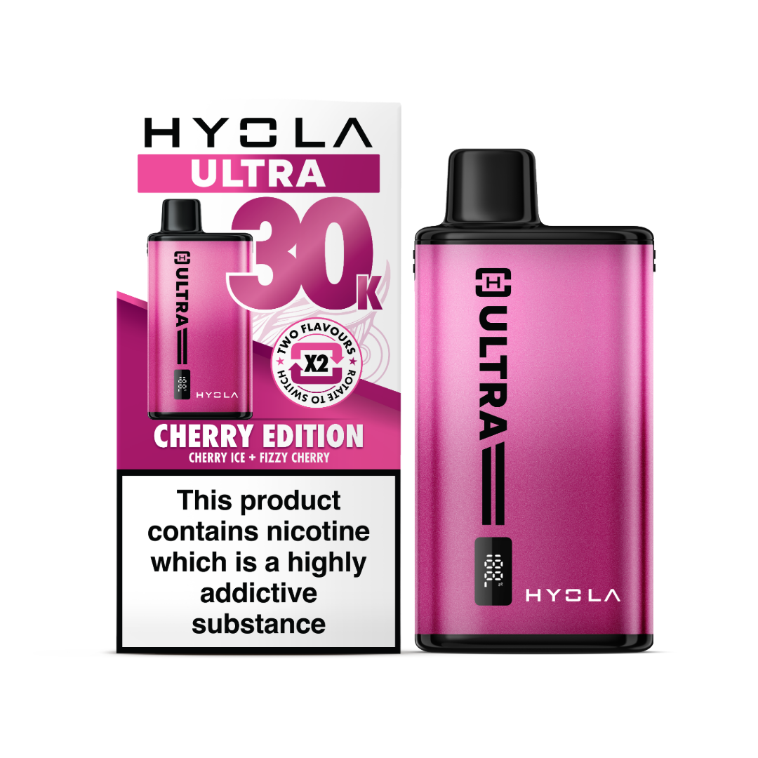 Hyola ultra 30k cherry edition vape device and box.