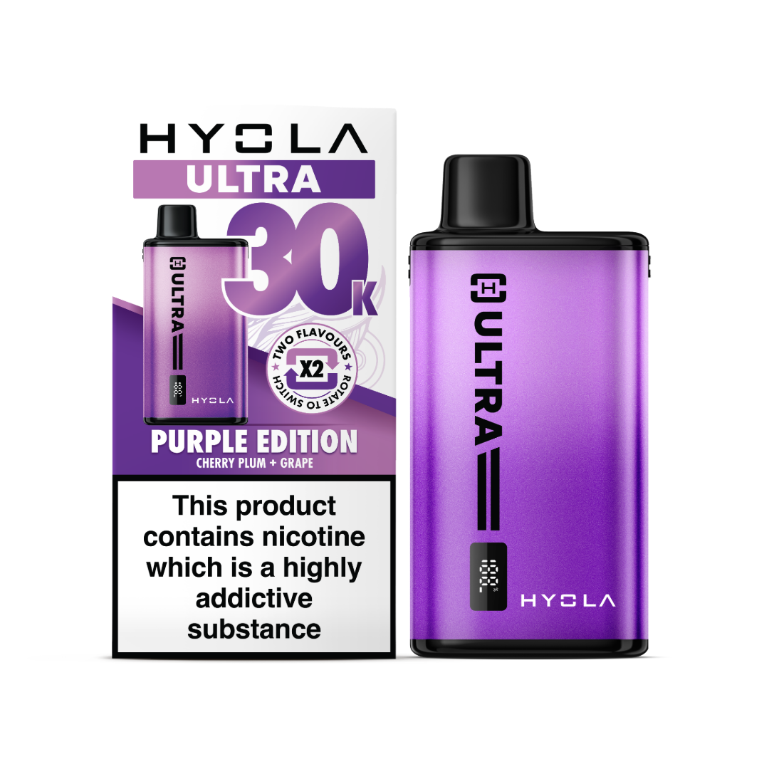 Hyola ultra 30k purple edition vape device and box.