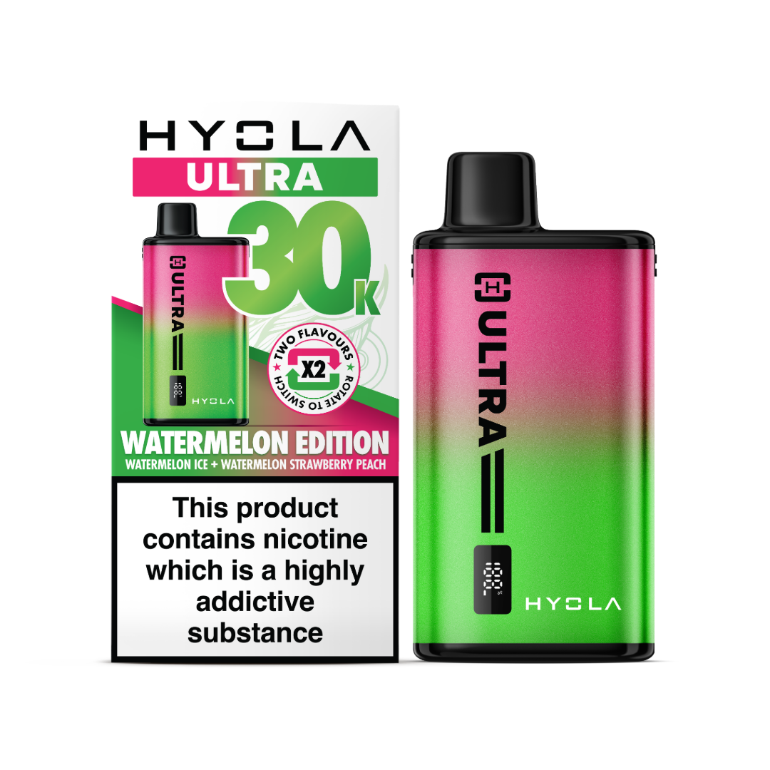 Hyola ultra 30k watermelon edition vape device and box.