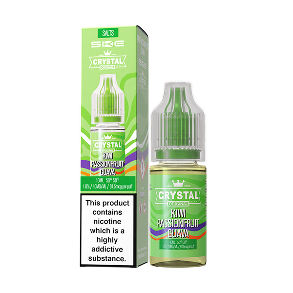 ske_crystal_salts_v2_10ml_nic_salt_e_liquid_kiwi_passionfruit_guava_flavour_bottle_showing_10mg_or_20mg_nicotine_strength_with_50vg_50pg_ratio_variant