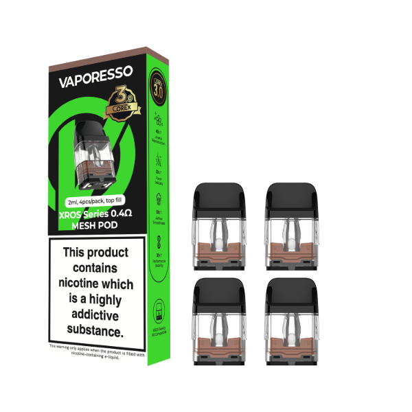 vaporesso xros corex 3.0 mesh pod with 0.4 ohm coil