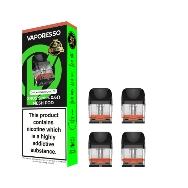vaporesso xros corex 3.0 mesh pod with 0.6 ohm coil