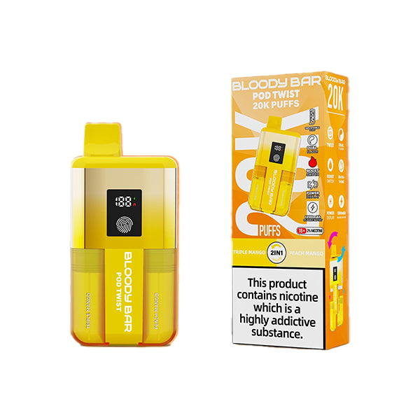 Bloody Bar pod twist 20k triple mango and peach mango variant device and box.