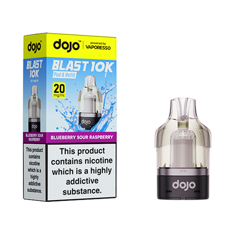 Dojo blast 10k blueberry sour raspberry prefilled replacement pod.