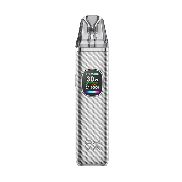 oxva-xlim-pro-2-pod-vape-kit-silver-carbon-colour-front-angle-variant