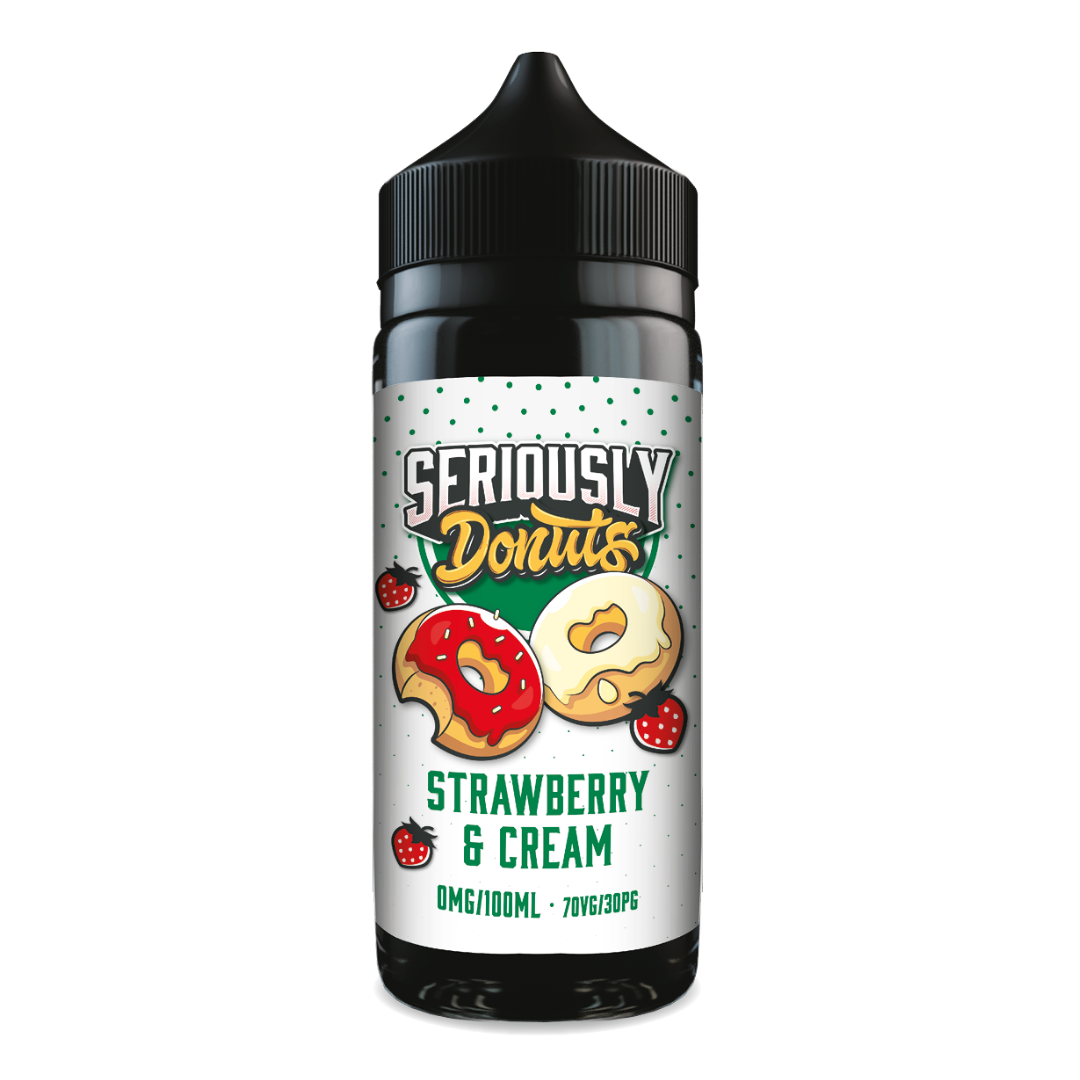 seriously_donuts_strawberry_&_cream_shortfill_by_doozy_vape_co_100ml_e_liquid_front_angle