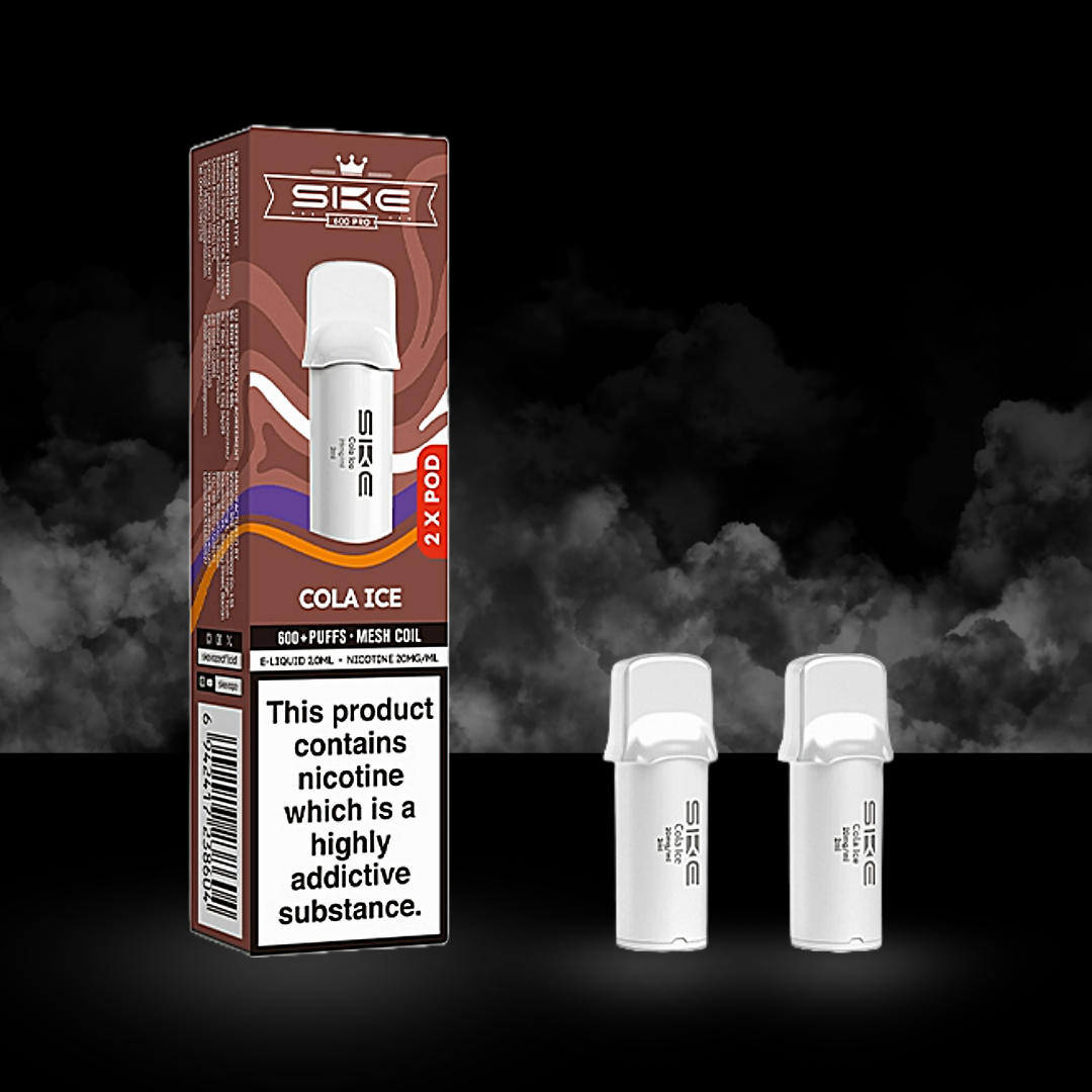 ske 600 pro cola ice flavour pod box with two pods.