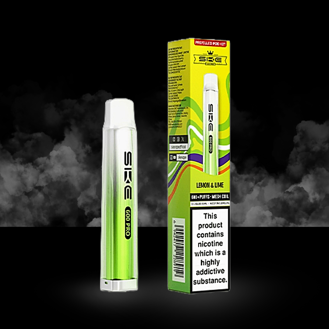 ske 600 pro lemon and lime flavoured prefilled pod kit box and device.