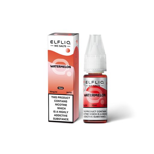 elfliq_nic_salt_e_liquid_10ml_watermelon_bottle_by_elf_bar_showing_50vg_50pg_ratio_with_10mg_or_20mg_nicotine_strength_for_mtl_vaping_variant