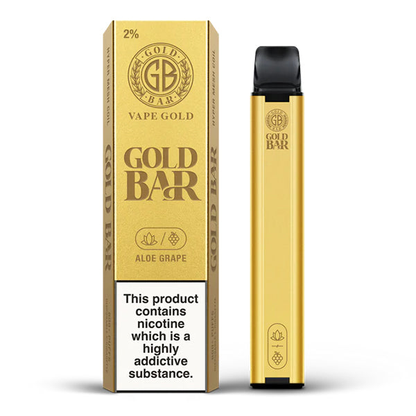 gold_bar_20mg_disposable_vape_pod_aloe_grape_flavour_600_puffs_2ml_pre-filled_mesh_coil_draw-activated_inhale_vaping_variant