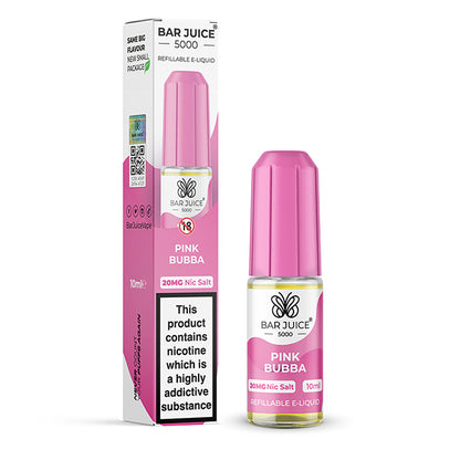 bar_juice_5000_nic_salt_e_liquid_10ml_pink_bubba_bottle_showing_10mg_or_20mg_nicotine_strength_with_40vg_60pg_ratio_for_mtl_vaping_variant