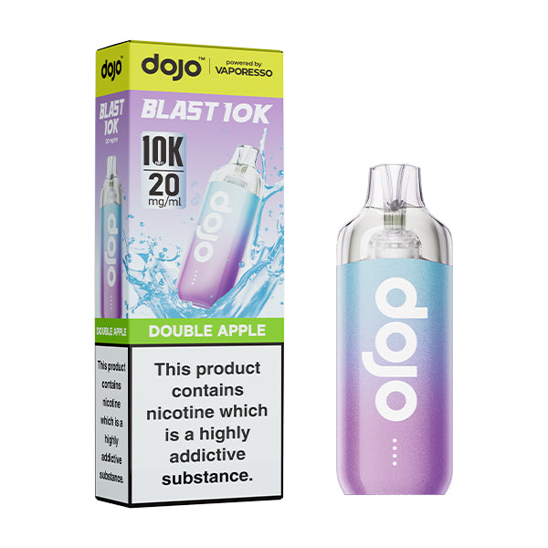 Dojo blast 10k double apple flavoured indisposable vape device and box.