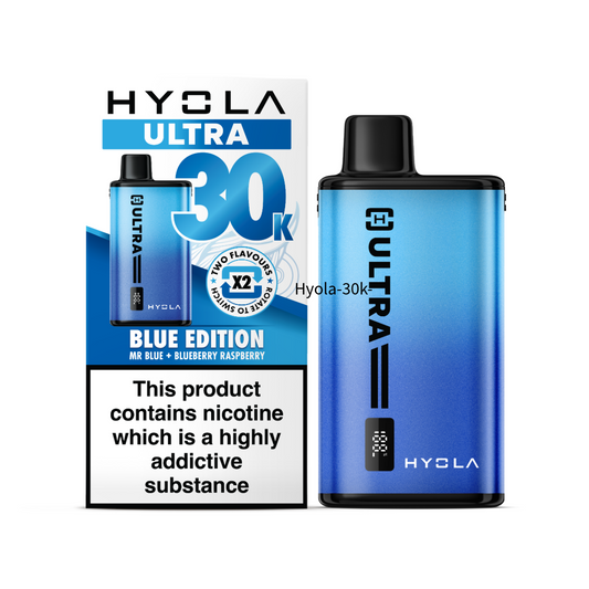 Hyola ultra 30k blue edition vape device and box.