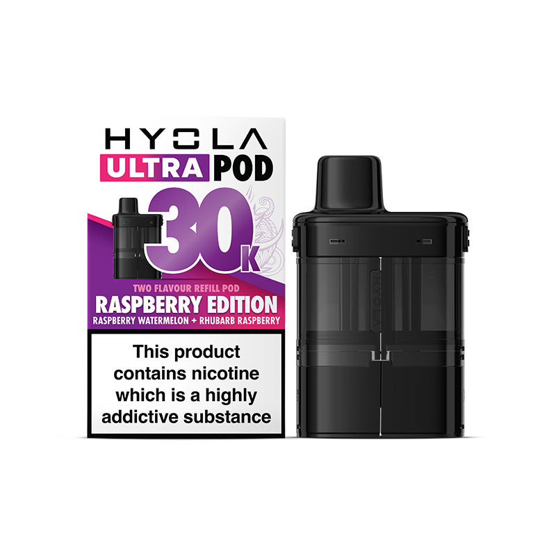 Hyola ultra 30k raspberry edition refill pack and box variant.