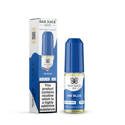 bar_juice_5000_nic_salt_e_liquid_10ml_mr_blue_bottle_showing_10mg_or_20mg_nicotine_strength_with_40vg_60pg_ratio_for_mtl_vaping_variant