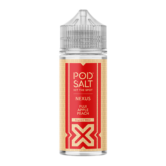 pod-salt-nexus-fuji-apple-peach-flavour-shortfill-e-liquid-100ml-bottle-front-angle