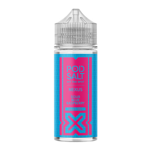 pod-salt-nexus-sour-blue-raspberry-flavour-shortfill-e-liquid-100ml-bottle-front-angle
