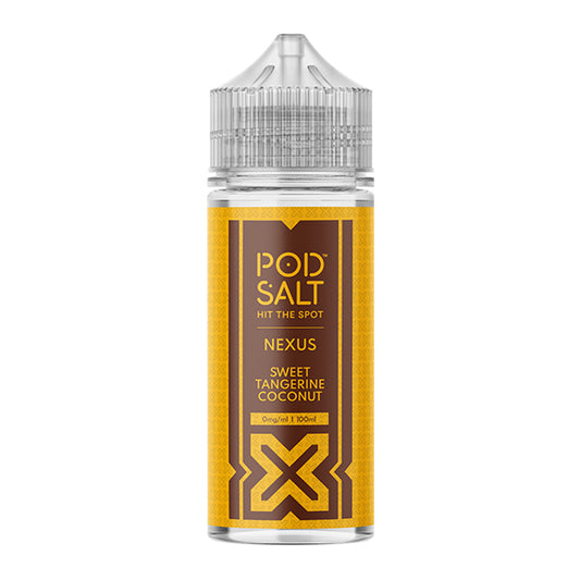 pod-salt-nexus-sweet-tangerine-coconut-flavour-shortfill-e-liquid-100ml-bottle-front-angle