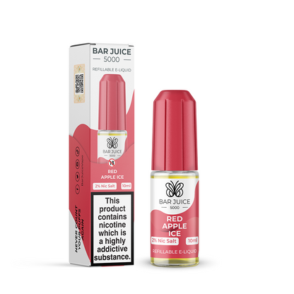 bar_juice_5000_nic_salt_e_liquid_10ml_red_apple_ice_bottle_showing_10mg_or_20mg_nicotine_strength_with_40vg_60pg_ratio_for_mtl_vaping_variant