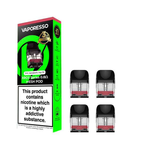 vaporesso xros corex 3.0 mesh pod with 0.8 ohm coil