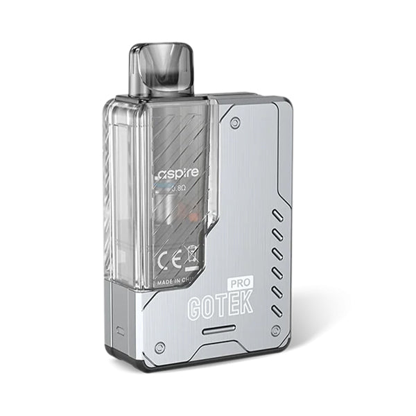aspire_gotek_pro_pod_kit_silver_colour_side_angle_view_showing_sleek_design_with_1500mah_battery_and_2ml_pod_capacity_variant
