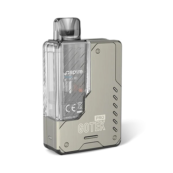 aspire_gotek_pro_pod_kit_titanium_colour_side_angle_view_showing_sleek_design_with_1500mah_battery_and_2ml_pod_capacity_variant