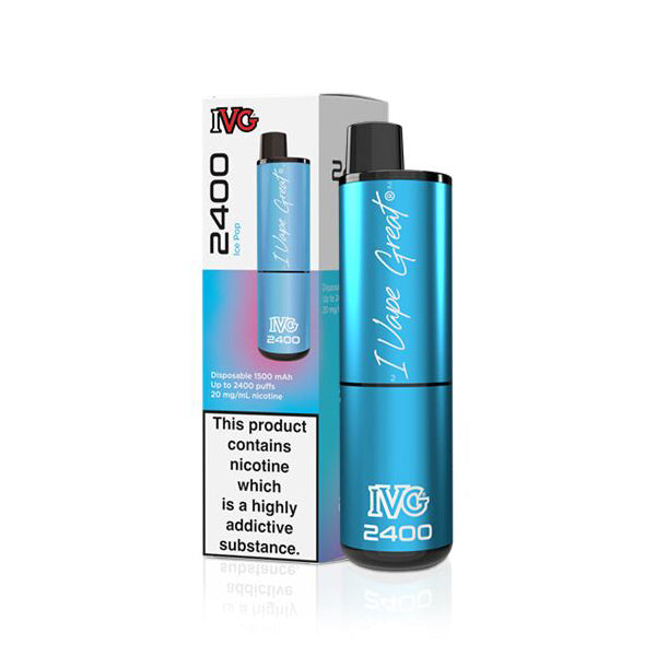 ivg_2400_disposable_vape_kit_ice_blue_flavour_showing_sleek_design_with_4_pre_filled_20mg_nic_salt_pods_and_1750mah_battery_for_up_to_2400_puffs_variant