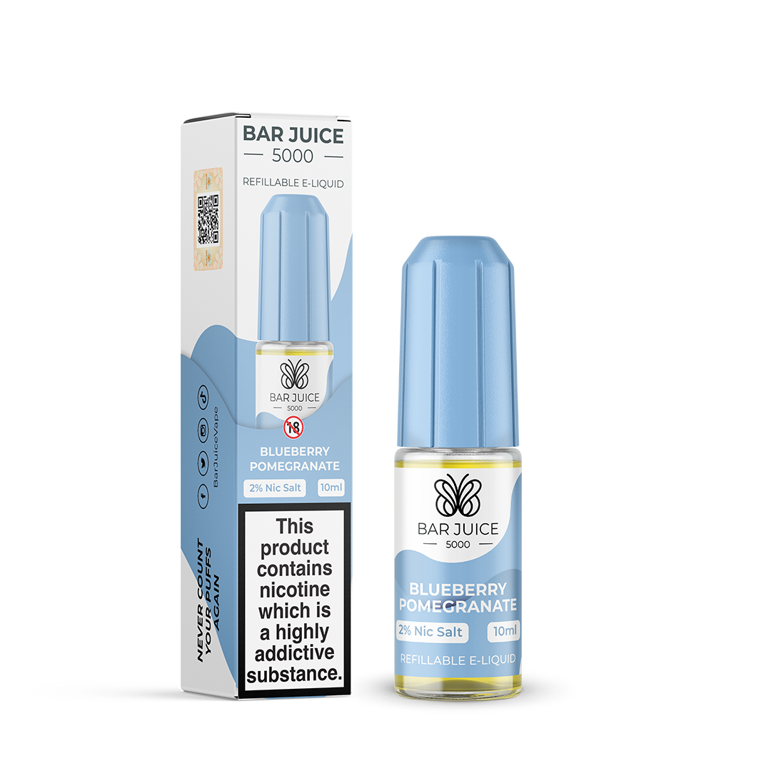 bar_juice_5000_nic_salt_e_liquid_10ml_blueberry_pomogranate_bottle_showing_10mg_or_20mg_nicotine_strength_with_40vg_60pg_ratio_for_mtl_vaping_variant