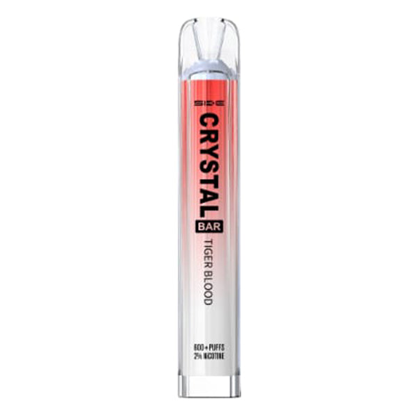 ske_crystal_bar_disposable_vape_tiger_blood_showing_sleek_design_with_2ml_20mg_nic_salt_e_liquid_500mah_battery_and_1.2ohm_mesh_coil_for_up_to_600_puffs_variant