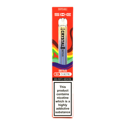 ske_crystal_bar_disposable_vape_rainbow_showing_sleek_design_with_2ml_20mg_nic_salt_e_liquid_500mah_battery_and_1.2ohm_mesh_coil_for_up_to_600_puffs_variant