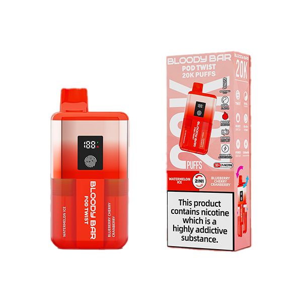 Bloody Bar Pod Twist 20K Vape Kit - Watermelon Ice/ Blueberry Cherry Cranberry